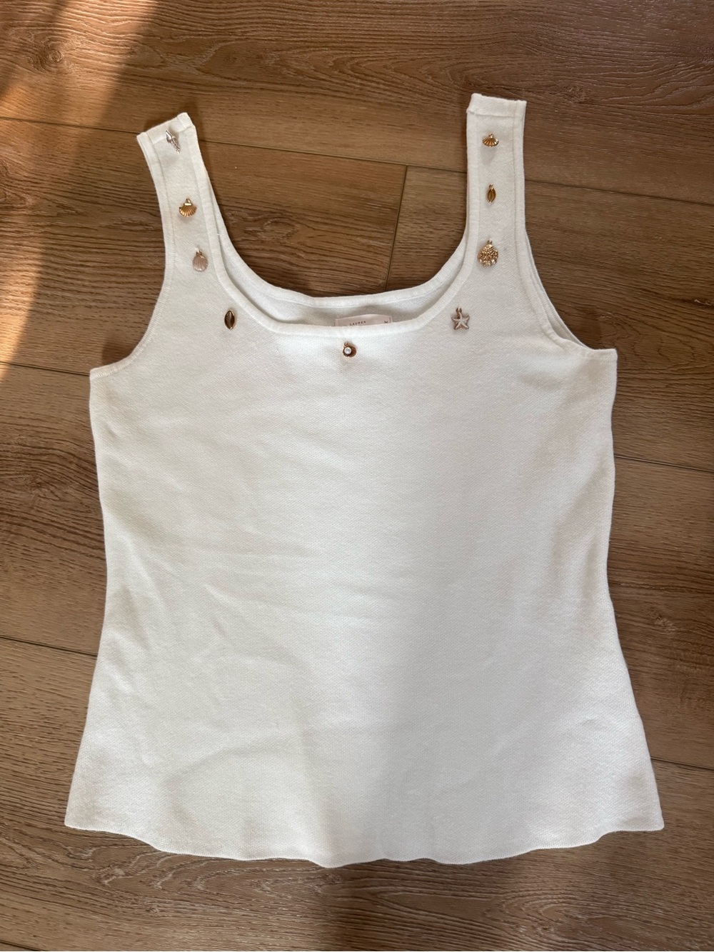 Lauren Conrad seashell White Embellished Tank Top - Women's medium